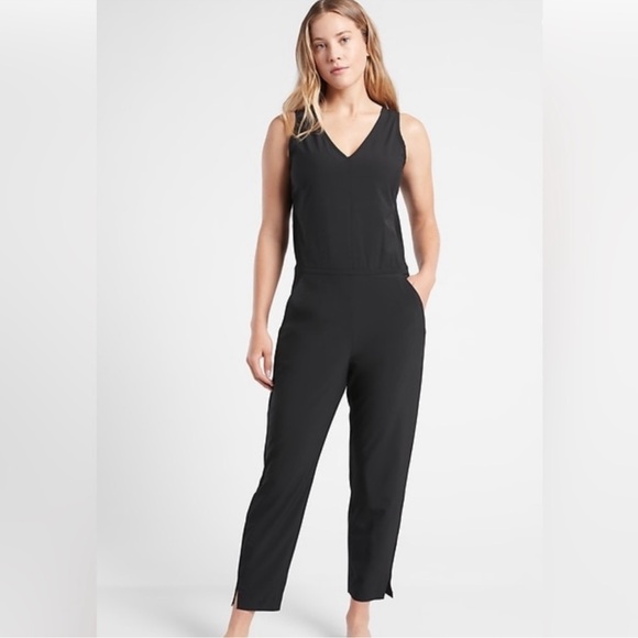 Athleta Pants - NEW ATHLETA Brooklyn Jumpsuit Black Size 10 Women’s Performance Travel Active